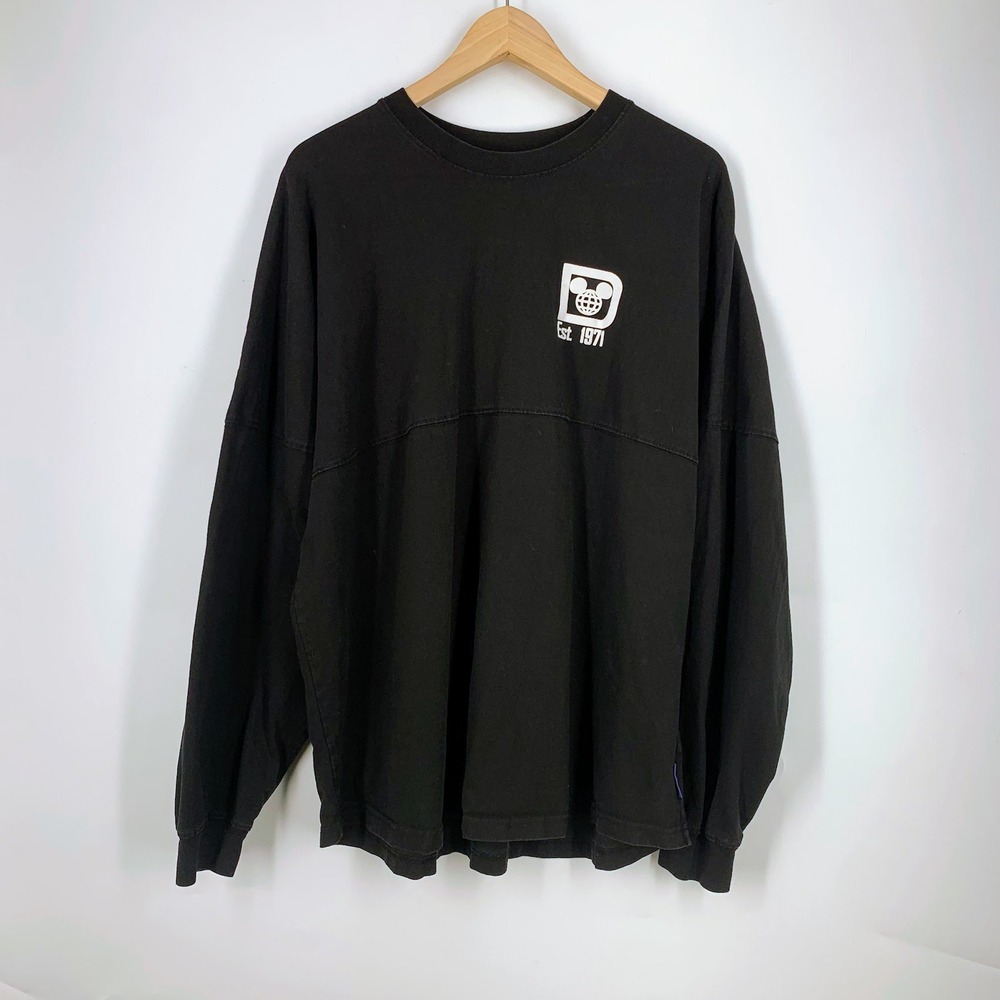 Walt‎ Disney World Spirit Jersey Black Long Sleeve Est 1971 Mens XL Puff Print